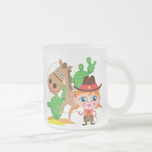 Cowgirl und Pferd Mattglastasse