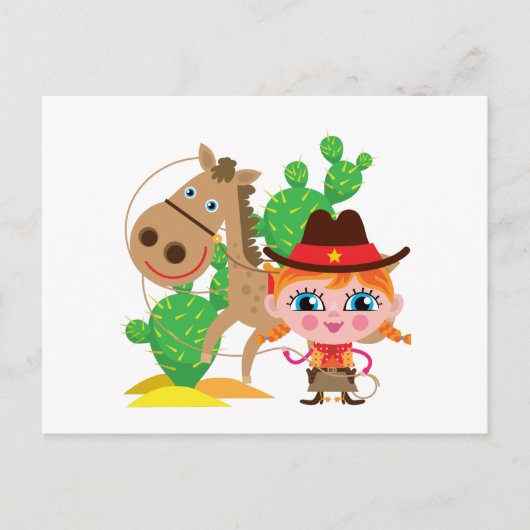 Cowgirl und Pferd Postkarte (Vorderseite)