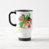 Cowgirl und Pferd Reisebecher (Links)