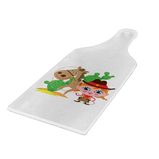 Cowgirl und Pferd Schneidebrett (Ecke)