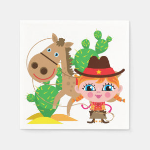 Cowgirl und Pferd Serviette