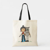 Cowgirl- und Pferd-Strichmännchen Tragetasche (Rückseite)