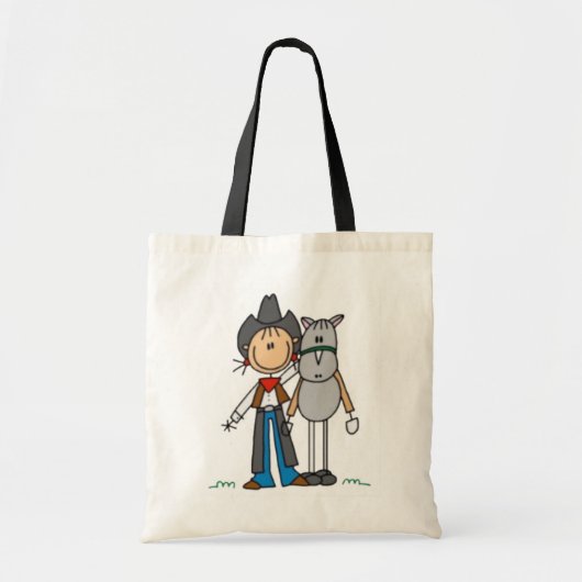 Cowgirl- und Pferd-Strichmännchen Tragetasche (Vorne)