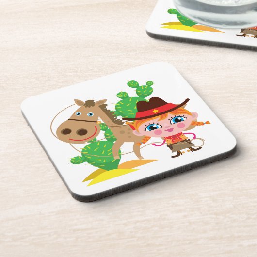 Cowgirl und Pferd Untersetzer (Linke Seite)
