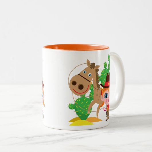 Cowgirl und Pferd Zweifarbige Tasse (VorderseiteRechts)