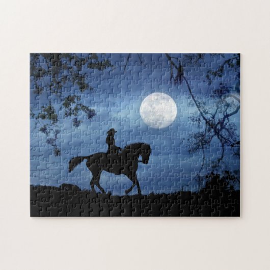 Cowgirl und Reiten im Mondlicht Puzzle (Horizontal)