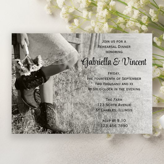 Cowgirl und Sonnenblumen Country Probe Dinner Einladung