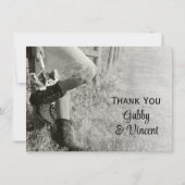 Cowgirl und Sonnenblumen Country Western Danke Mitteilungskarte (Vorderseite)