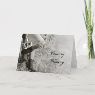 Cowgirl und Sonnenblumen Hochzeit Save the Date BW Ankündigung