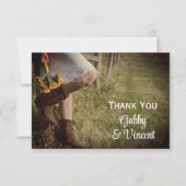 Cowgirl und Sonnenblumen Western Dankeschön Dankeskarte (Vorderseite)