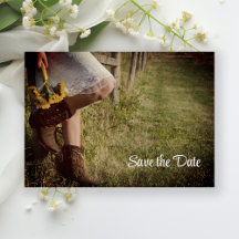 Cowgirl und Sonnenblumen Western Save the Date