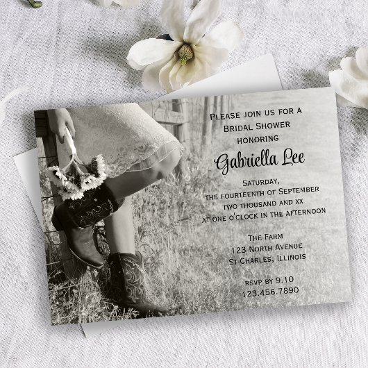 Cowgirl und Sunflores Country Ranch Brautparty Einladung