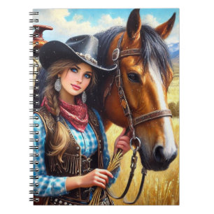 Cowgirl und Western-Pferd  Notizblock