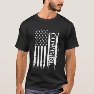 Cowgirl Vereinigte Staaten abgenutzt mit US-Flagge T-Shirt