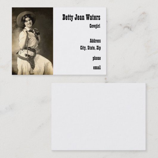 Cowgirl Visitenkarte (Vorne/Hinten)