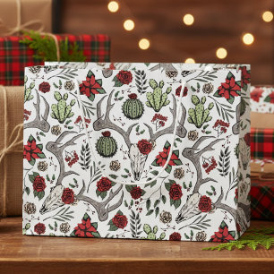 Cowgirl Weihnachten Floral Rentier Schädel Große Geschenktüte
