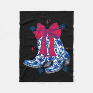 Cowgirl-Weihnachten Lustiges Coquette-Bogen-Stiefe Fleecedecke