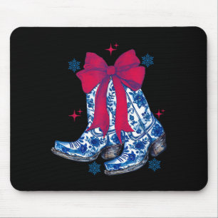 Cowgirl-Weihnachten Lustiges Coquette-Bogen-Stiefe Mousepad