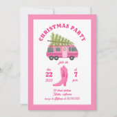 Cowgirl Weihnachten Party Pink RV Camper Einladung (Vorderseite)
