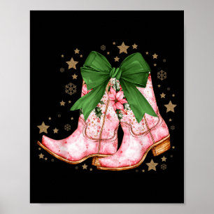 Cowgirl Weihnachts Howdy Weihnachten Pink Boots Co Poster