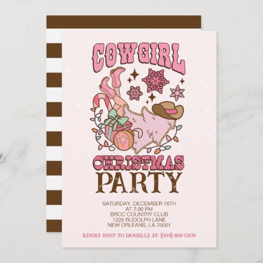 Cowgirl Weihnachts-Party Einladung (Vorne/Hinten)