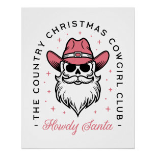 Cowgirl Weihnachtsklubmädchen rosa Ästhetik Poster