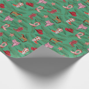Cowgirl Weihnachtsmann Wrapping Paper Geschenkpapier
