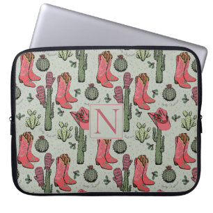 Cowgirl-Weihnachtsmonogramm-Laptophülle Laptopschutzhülle