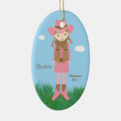 Cowgirl-Weihnachtsverzierung Keramik Ornament (Rechts)