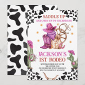 Cowgirl Western 1. Rodeo Geburtstagsparty Einladung (Vorne/Hinten)