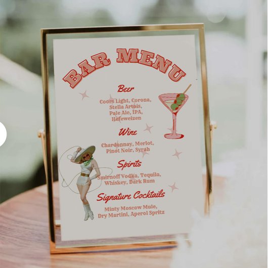Cowgirl Western Bar Menu Signature Cocktails Menükarte