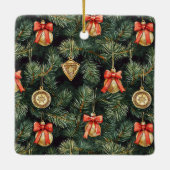 Cowgirl Western Black Hair Christmas   Keramikornament (Rückseite)