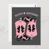 Cowgirl Western Boots Ranch Cowboy Birthday Postkarte (Vorne/Hinten)