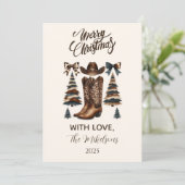 Cowgirl Western Bow Christmas Feiertagskarte (Stehend Vorderseite)