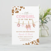 Cowgirl Western Brown Kariert Baby Dusche Einladung (Stehend Vorderseite)