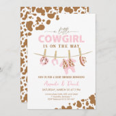 Cowgirl Western Brown Kariert Baby Dusche Einladung (Vorne/Hinten)