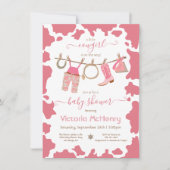 Cowgirl Western Cowhide Clothesline Babydusche Einladung (Vorderseite)