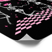 Cowgirl Western Funny Dancing Skelette und Disco Poster (Ecke)