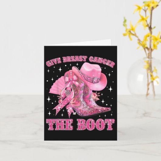 Cowgirl-Western geben Brustkrebs den Stiefelrosa R Karte (Gelbe Blume)