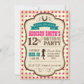 Cowgirl Western Geburtstag Einladung (Vorderseite)