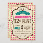 Cowgirl Western Geburtstag Einladung (Vorne/Hinten)