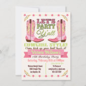 Cowgirl Western Geburtstagsparty Einladungen (Vorderseite)