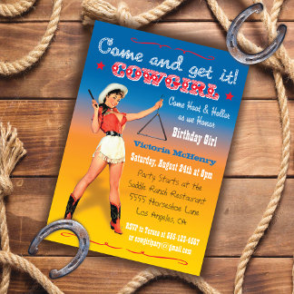 Cowgirl Western Geburtstagsparty Einladungen