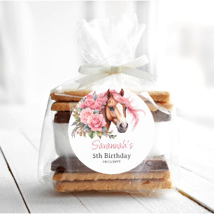 Cowgirl Western Horse Geburtstagsparty Runder Aufkleber