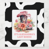 Cowgirl Western Last Rodeo Bachelorette Party Weinetikett (Einzelnes Label)