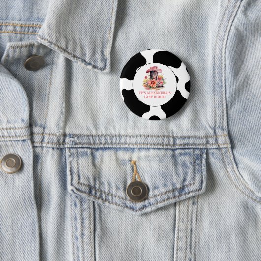 Cowgirl Western Last Rodeo Junggeselinnen-Abschied Button (Beispiel)