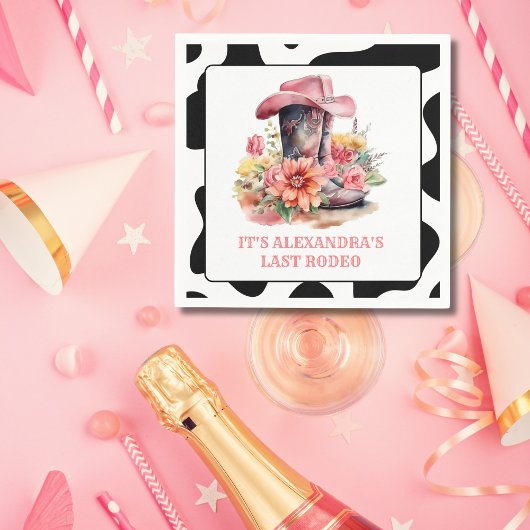 Cowgirl Western Last Rodeo Junggeselinnen-Abschied Serviette