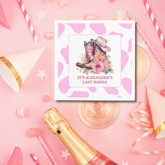 Cowgirl Western Last Rodeo Junggeselinnen-Abschied Serviette