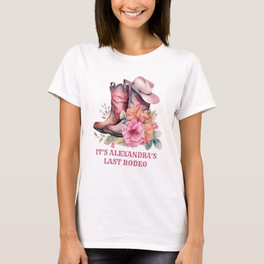 Cowgirl Western Last Rodeo Junggeselinnen-Abschied T-Shirt (Vorderseite)