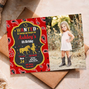 Cowgirl Western Party Gesucht Geburtstagsfoto Einladung
